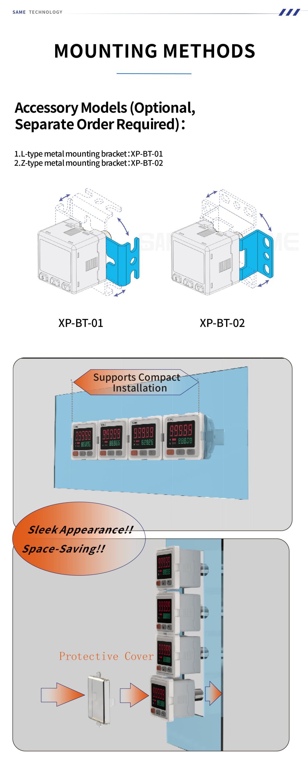 SP-60 Bracket and Panel Mounting Configurations